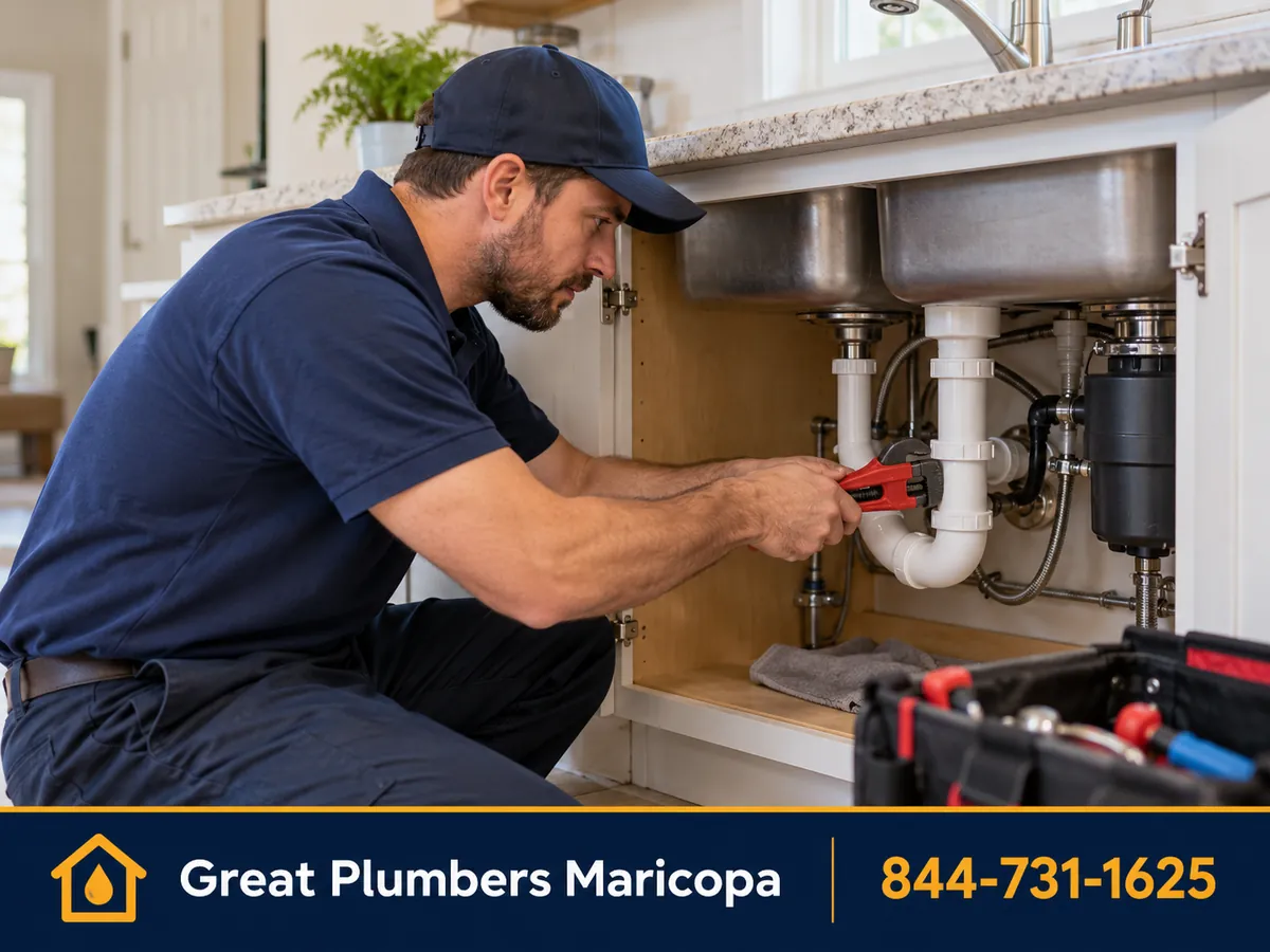 Plumber working in a home in Arizona City, Arizona
