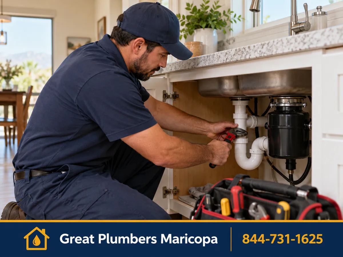 Plumber working in a home in Casa Grande, Arizona
