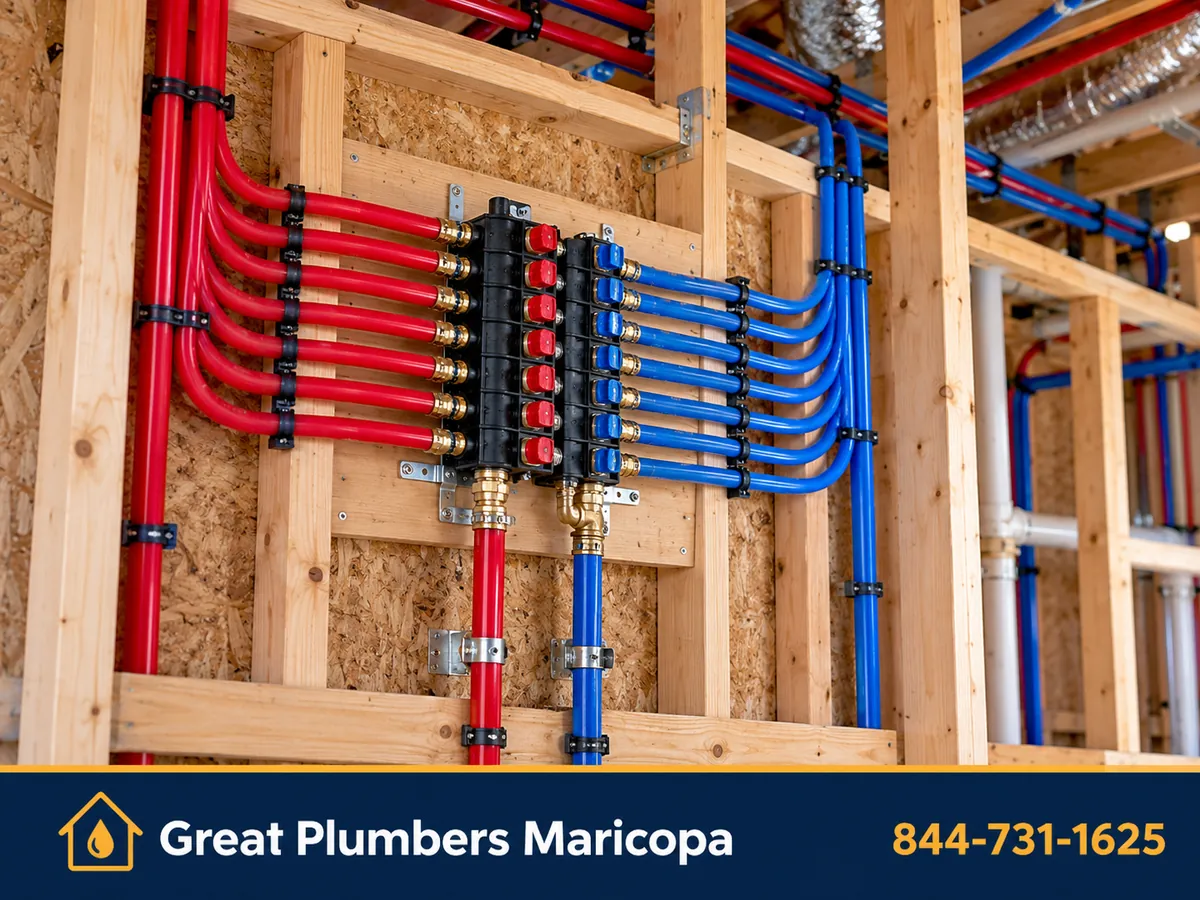 New PEX water lines installed during a whole-house repipe in an Arizona home